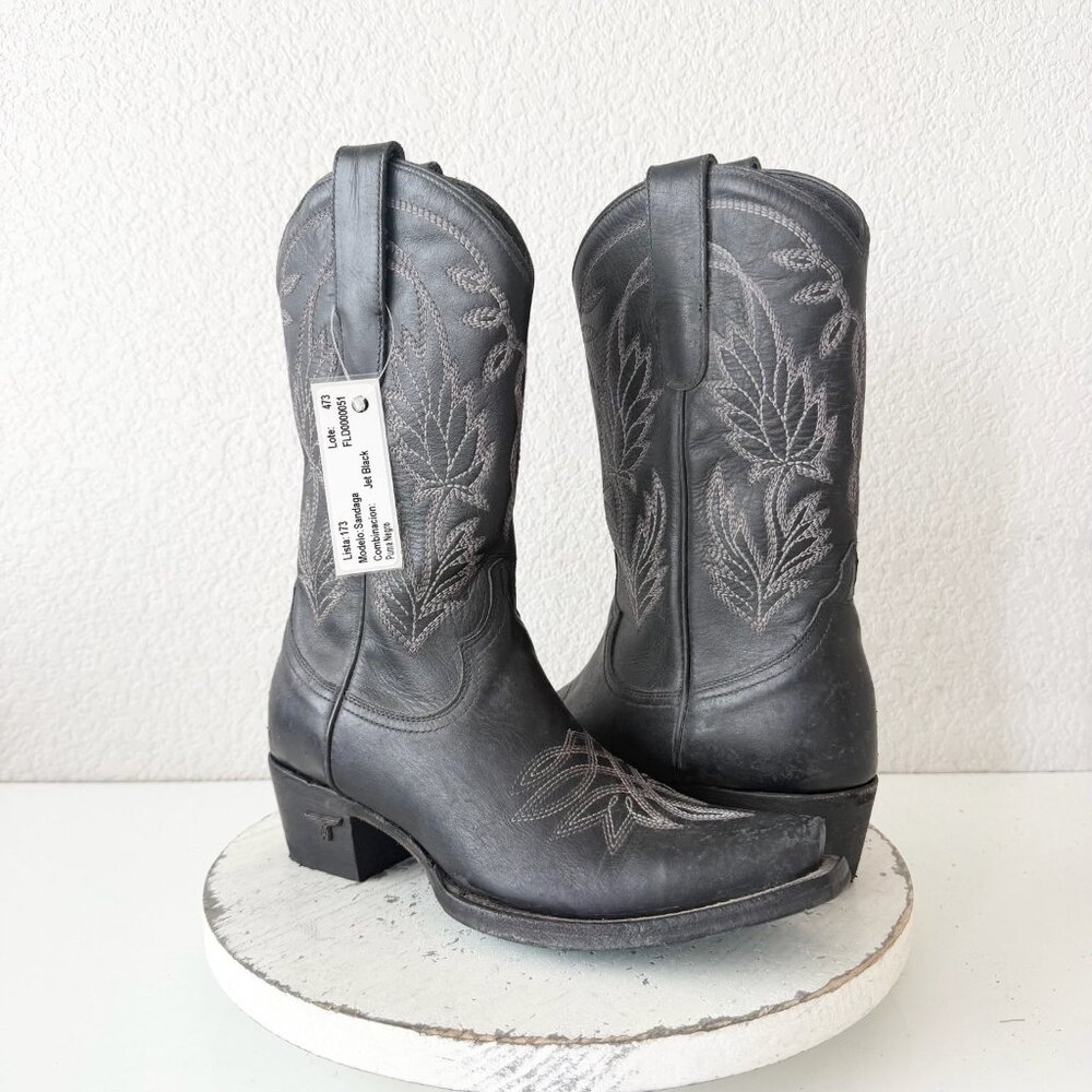Lane SANDAGA Womens Cowboy Boots 7.5 Cowgirl Western Black Boots